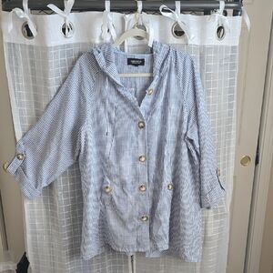 Jonez & Co. Women's Blue Striped Linen Jacket "Beachy"